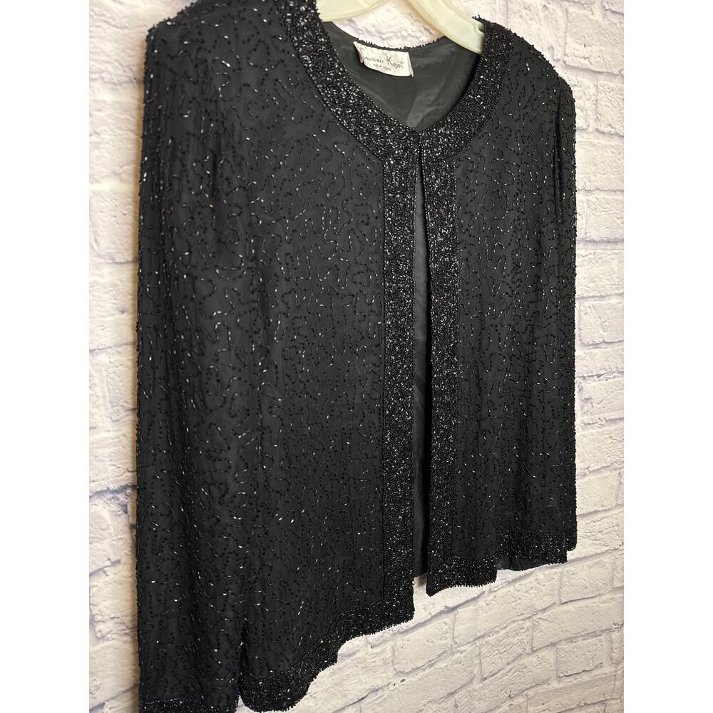 Lawrence Kagan New York Vintage Women's Fully Black Beaded Formal Jacket SZ MED